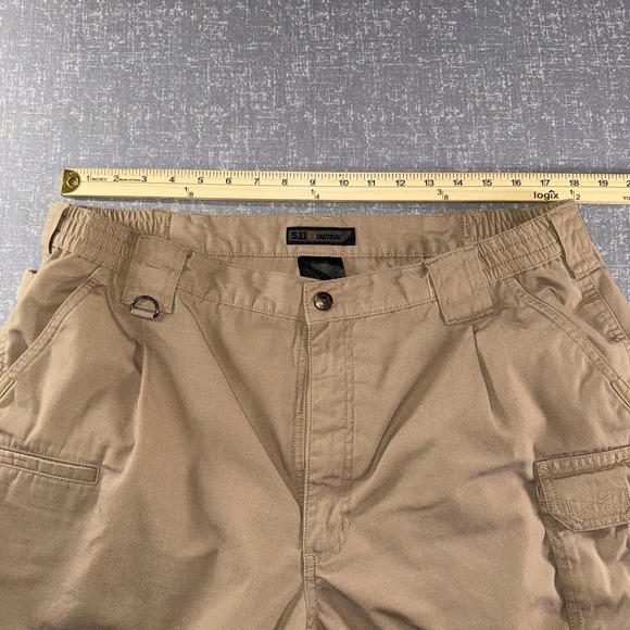 5.11 Tactical Pants Mens 37x34 Beige Cargo Ripstop Elastic Waist Workwear Duty - Picture 4 of 10